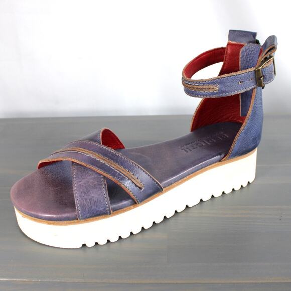 Bed Stu Shoes - Bed Stu Carroll Platform Ankle Strap Sandals Women 7 Rustic Purple Leather NEW